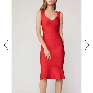 Herve Leger Flounce Red Bandage Sweetheart Dress size XS